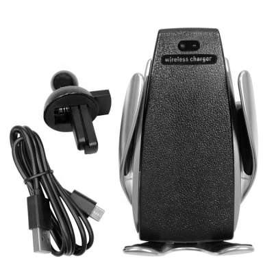 Original S5 10W Smart Sensor Phone Holder Wireless Car Charger with Automatic Clamping LED Indicator Infrared Induction