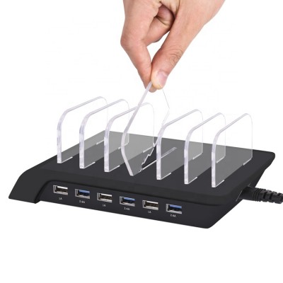 USB Charging Station 6 Port Dock Phone Holder with 10.2A 50W Universal Multi Port for Iphone11Pro Type C Mobile Android